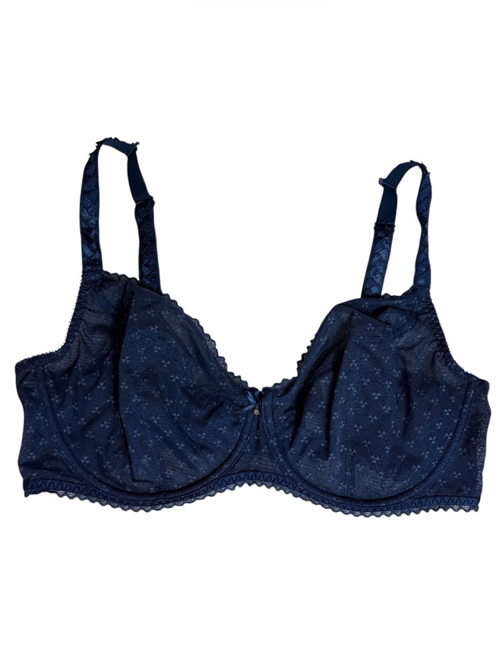 Chantelle blue mesh geometric underwire bra size 38 DDD